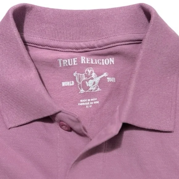 NWT True Religion Men's Designer Cotton Logo Polo MAUVE ORCH